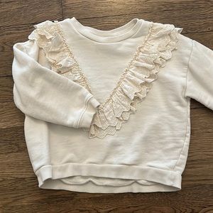 Zara kids cream colored sweatshirt with ruffles. Excellent condition